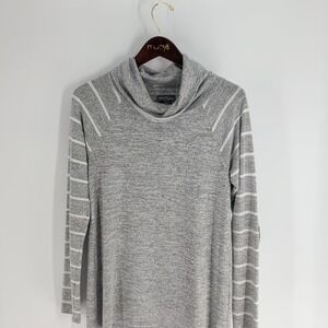 Market & Spruce‎ Elbow Patch Striped Cowl Neck Pullover Sweater Gray Size S